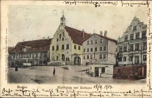 Ak Dachau in Oberbayern, Marktplatz, Rathaus