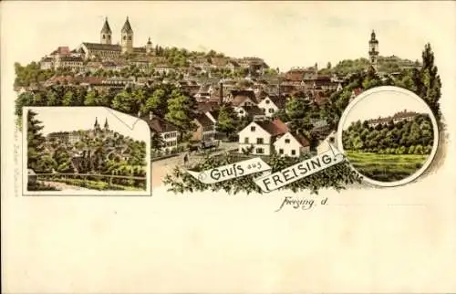 Litho Freising in Oberbayern, Gesamtansicht