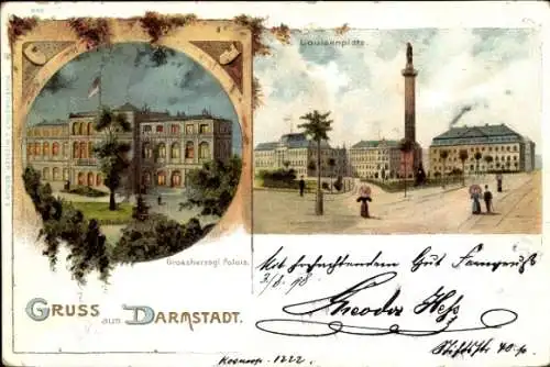 Litho Darmstadt in Hessen, Grossherzogliches Palais, Louisenplatz