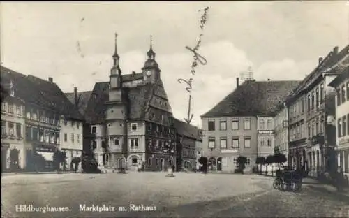 Ak Hildburghausen in Thüringen, Marktplatz, Rathaus