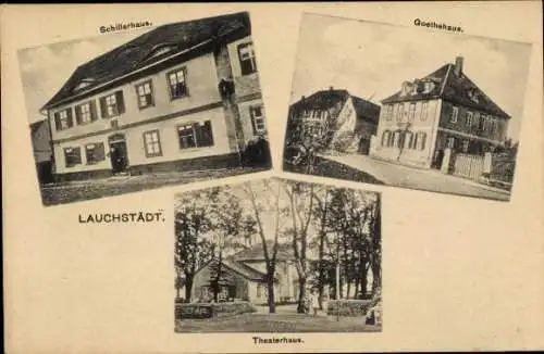 Ak Bad Lauchstädt Saalekreis, Schillerhaus, Goethehaus, Theaterhaus