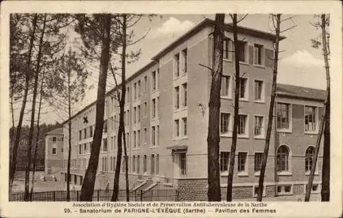 Ak Parigné l'Évêque Sarthe, Sanatorium, Frauenpavillon