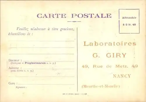 Ak Nancy Lothringen Meurthe et Moselle, Reklame, Laboratoires G. Giry, Granule Pulmonaire