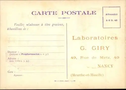 Ak Nancy Lothringen Meurthe et Moselle, Reklame, Laboratoires G. Giry, Granule Pulmonaire