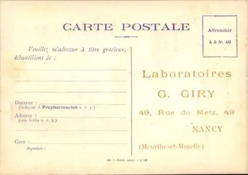 Ak Nancy Lothringen Meurthe et Moselle, Reklame, Laboratoires G. Giry, Granule Pulmonaire