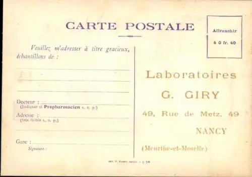 Ak Nancy Lothringen Meurthe et Moselle, Reklame, Laboratoires G. Giry, Granule Pulmonaire