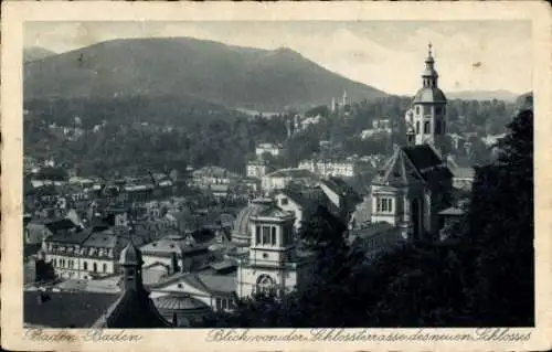 Ak Baden Baden am Schwarzwald, Blick von der Schlossterrasse des neuen Schlosses