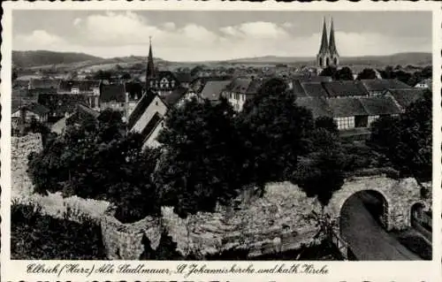 Ak Ellrich Harz Thüringen, Alte Stadtmauer, St. Johanniskirche, katholische Kirche