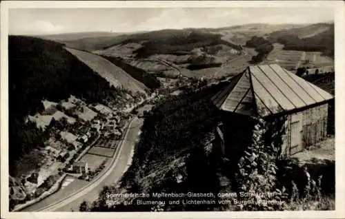 Ak Mellenbach Glasbach im Schwarzatal Thüringen, Burghäuschen, Aussicht, Blumenau, Lichtenhain