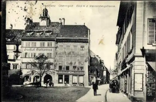 Ak Konstanz am Bodensee, Gasthof Barbarossa, Obermarkt, Wessenbergstraße