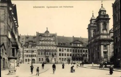 Ak Nürnberg in Mittelfranken, Pellerhaus, Aegidienplatz, Litfaßsäule