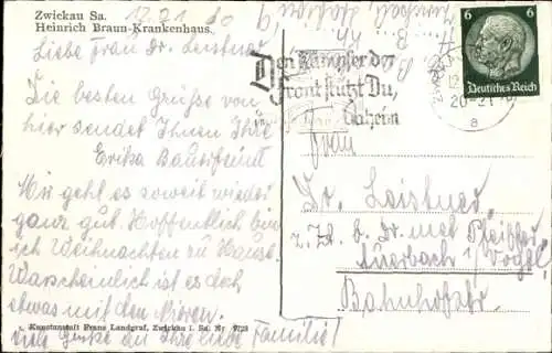 Ak Zwickau in Sachsen, Heinrich Braun Krankenhaus, Frauenklinik