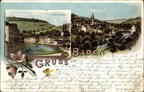 Litho Ennetbaden Baden Kanton Aargau, Gesamtansicht