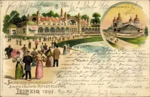 Litho Ak Leipzig, Sächsisch Thüringische Industrie und Gewerbeausstellung 1897, Hauptrestaurant