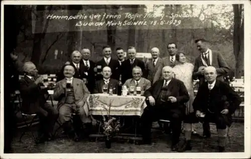 Foto Ak Buckow in der Märkischen Schweiz, freie Töpfer Triberg, Herrenpartie 1929, Gruppenbild