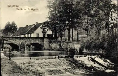 Ak Derschlag Gummersbach im Oberbergischen Kreis, an der Agger, Brücke