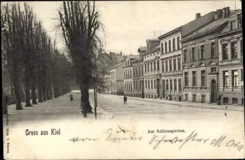 Ak Kiel, am Schlossgarten, Straßenpartie