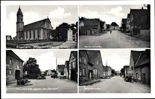 Ak Ringsheim in Baden Württemberg, Kirche, Kriegerdenkmal, Herrenstraße, Hauptstraße