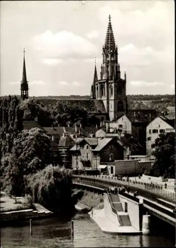 Ak Konstanz am Bodensee, Rheinbrücke, Basilika