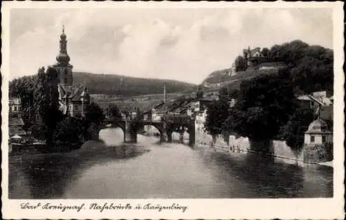 Ak Bad Kreuznach in Rheinland Pfalz, Nahebrücke, Kauzenburg