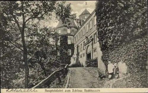 Ak Aschhausen Schöntal in Württemberg, Haupteinfahrt zum Schloss Aschhausen