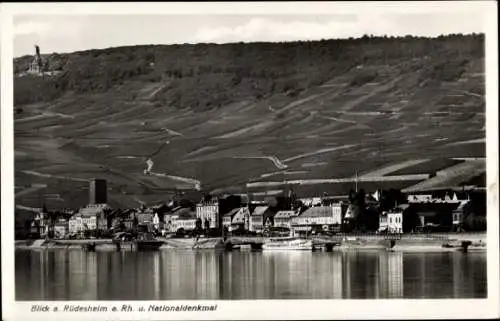 Ak Rüdesheim am Rhein, Gesamtansicht, Niederwald Nationaldenkmal