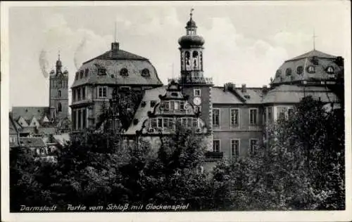 Ak Darmstadt in Hessen, Schloss mit Glockenspiel