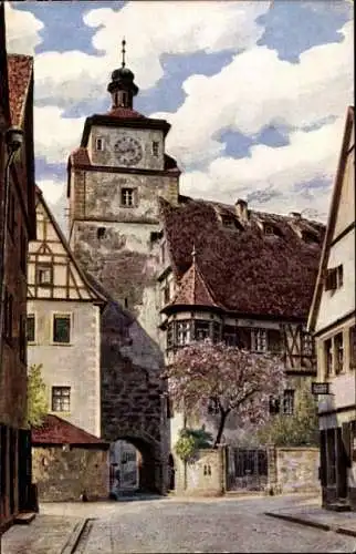 Künstler Ak Rothenburg ob der Tauber Mittelfranken, Weißer Turm