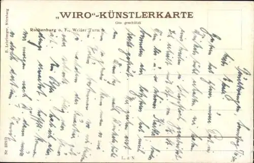 Künstler Ak Rothenburg ob der Tauber Mittelfranken, Weißer Turm