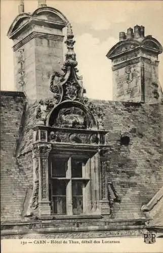 Ak Caen Calvados, Hotel de Than, detail des Lucarnes