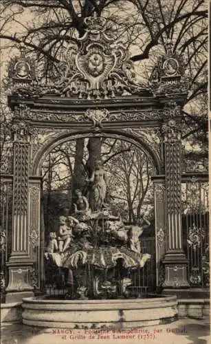 Ak Nancy Meurthe et Moselle, Fontaine d'Amphitrite par Guibal et Grille de Jean Lamour 1755