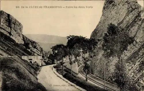 Ak Au Frambourg La Cluse et Mijoux Doubs, Tal, Bahnstrecke