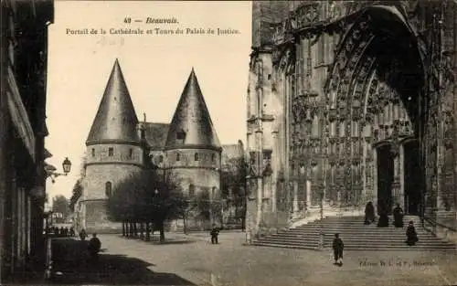 Ak Beauvais Oise, Kathedrale St Pierre, Portal, Justizpalast