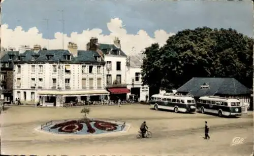 Ak Honfleur Calvados, Place Thiers, Gare Routiere