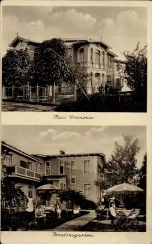 Ak Ostseebad Bansin auf Usedom, Haus Cremona, Pensionsgarten
