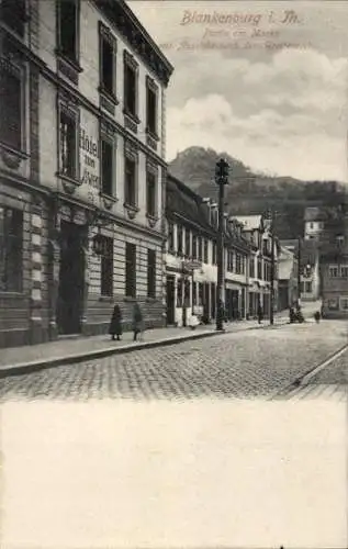 Ak Bad Blankenburg in Thüringen, Markt, Hotel zum Löwen, Burg Greifenstein