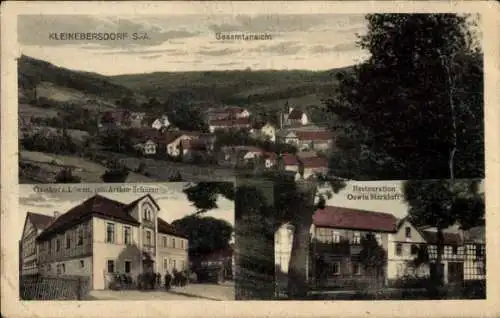 Ak Kleinebersdorf in Thüringen, Gesamtansicht, Gasthof zum Löwen, Restaurant Oswin Starkloff