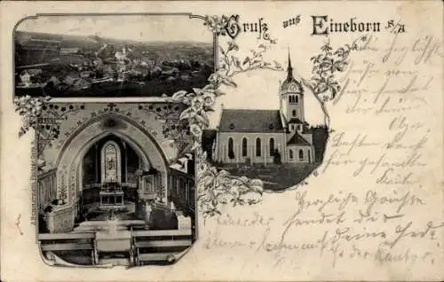 Ak Eineborn in Thüringen, Gesamtansicht, Kirche, Innenansicht