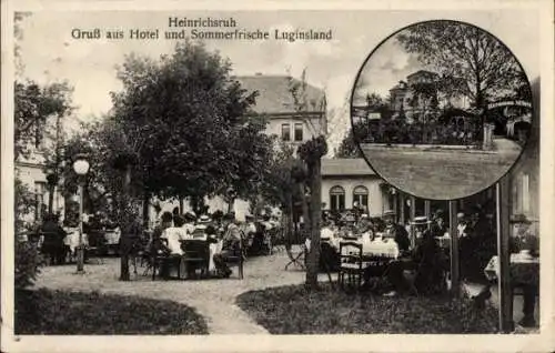 Ak Heinrichsruh Schleiz im Vogtland Thüringen, Hotel Luginsland, Garten