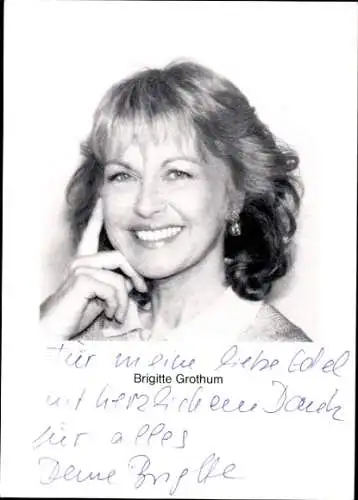 Ak Schauspielerin Brigitte Grothum, Portrait, Autogramm