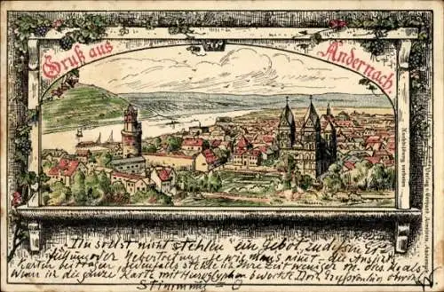 Passepartout Litho Andernach am Rhein, Gesamtansicht