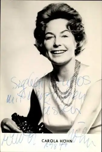 Ak Schauspielerin Carola Höhn, Portrait, Autogramm