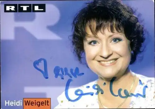 Ak Schauspielerin Heidi Weigelt, Portrait, Autogramm, RTL