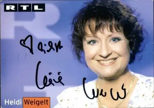 Ak Schauspielerin Heidi Weigelt, Portrait, Autogramm, RTL