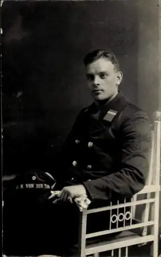 Foto Ak Marinesoldat in Uniform, Schlachtkreuzer SMS von der Tann