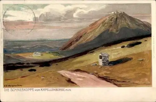 Künstler Litho Morgenstern, Trutnov Trautenau Riesengebirge Königgrätz, Kapellenberg, Schneekoppe