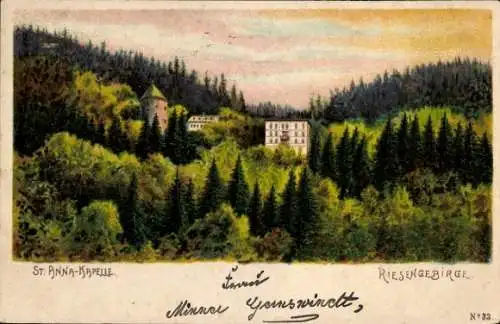 Litho Sosnówka Seidorf Podgórzyn Giersdorf Riesengebirge Schlesien, St Annakapelle