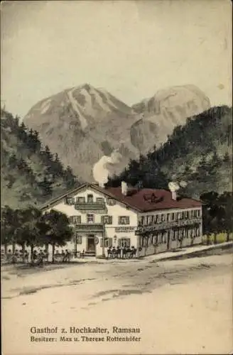 Ak Ramsau im Berchtesgadener Land Oberbayern, Gasthof zum Hochkalter