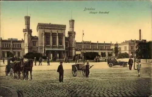 Ak Wrocław Breslau Schlesien, Hauptbahnhof