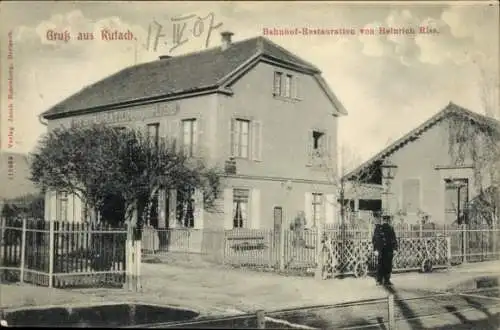 Ak Rouffach Rufach Elsass Haut Rhin, Bahnhof-Restauration